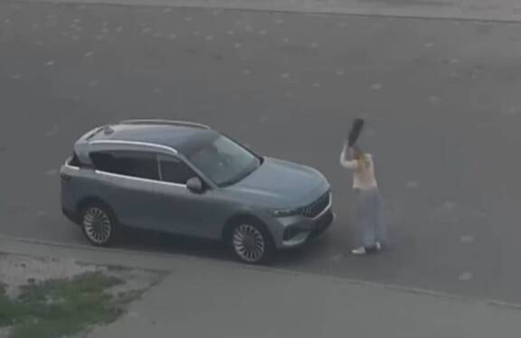 В Пинске пьяная женщина повредила припаркованный на ночь автомобиль (видео)