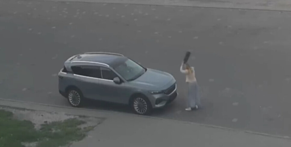 В Пинске пьяная женщина повредила припаркованный на ночь автомобиль (видео)